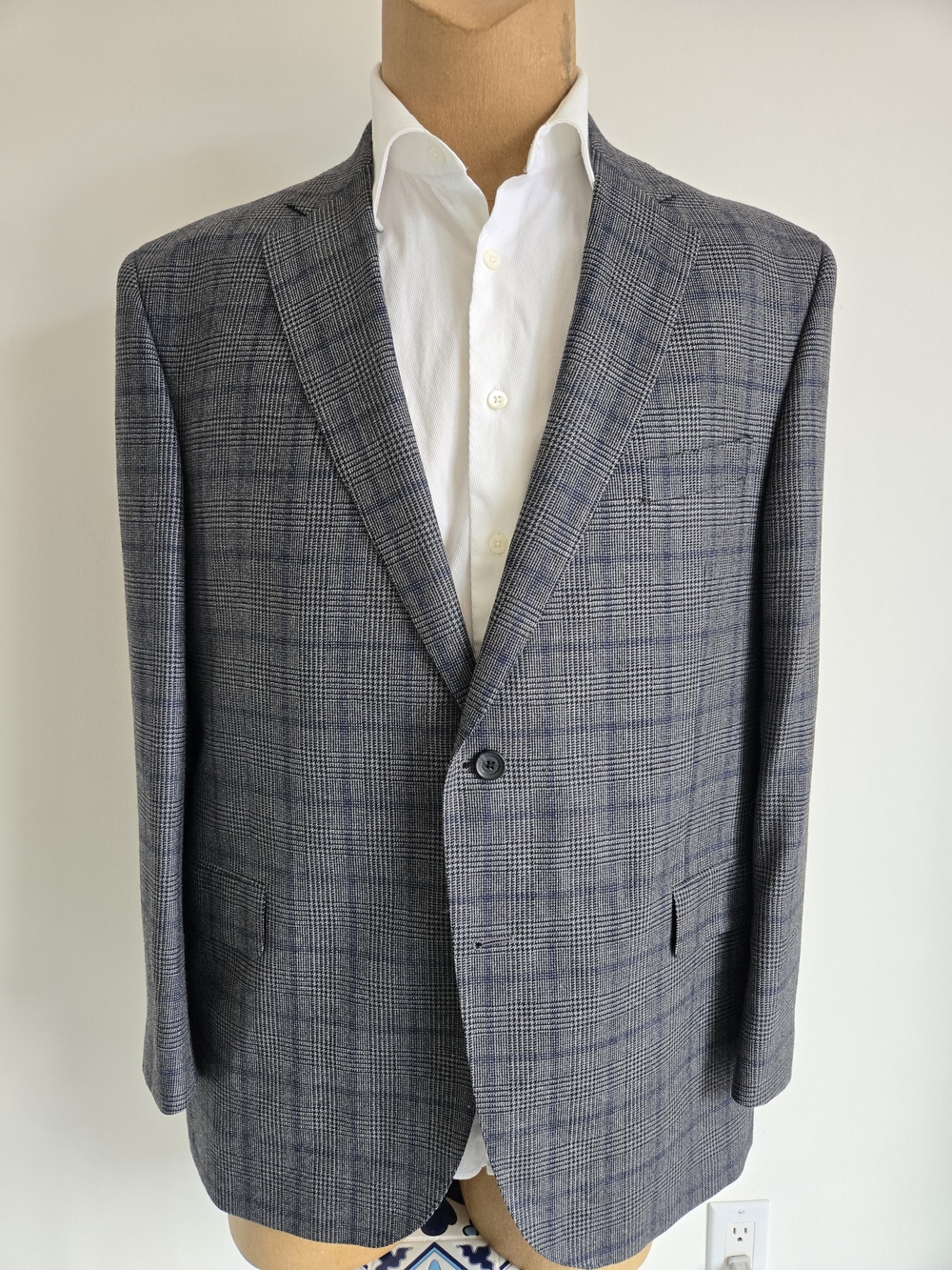 🇨🇦JACK VICTOR Blue-Gray Glen Plaid Sport Coat